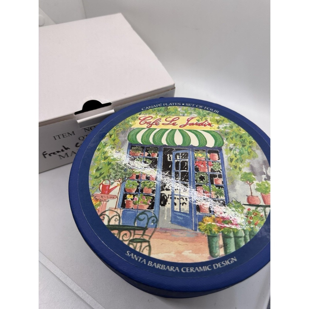 Santa Barbara Cafe Le Jardin Canape Plates Set 4 Dessert Salad French Bistro